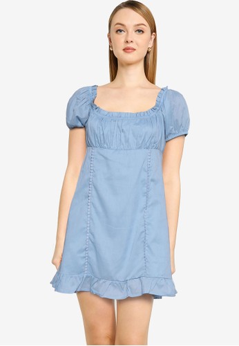 Cotton On blue Woven Lily Short Sleeve Corset Mini Dress 62561AA5CF67C3GS_1