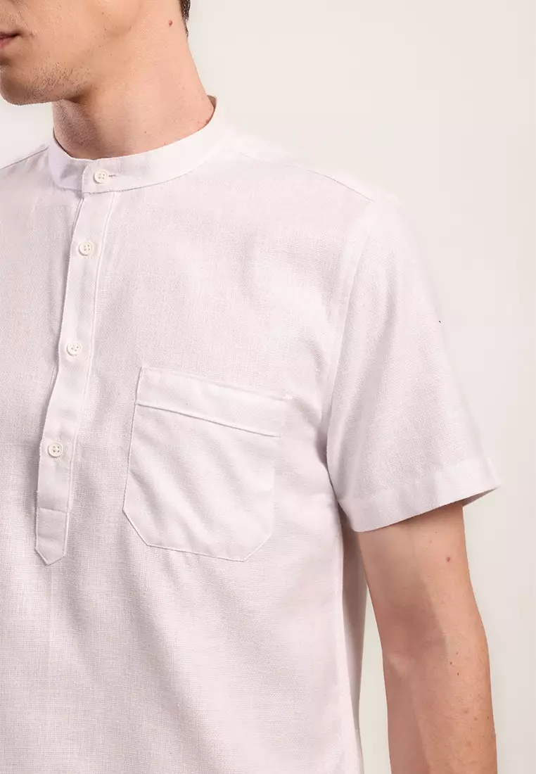 MOC Kemeja Shanghai Lengan Pendek Pria Darem - White