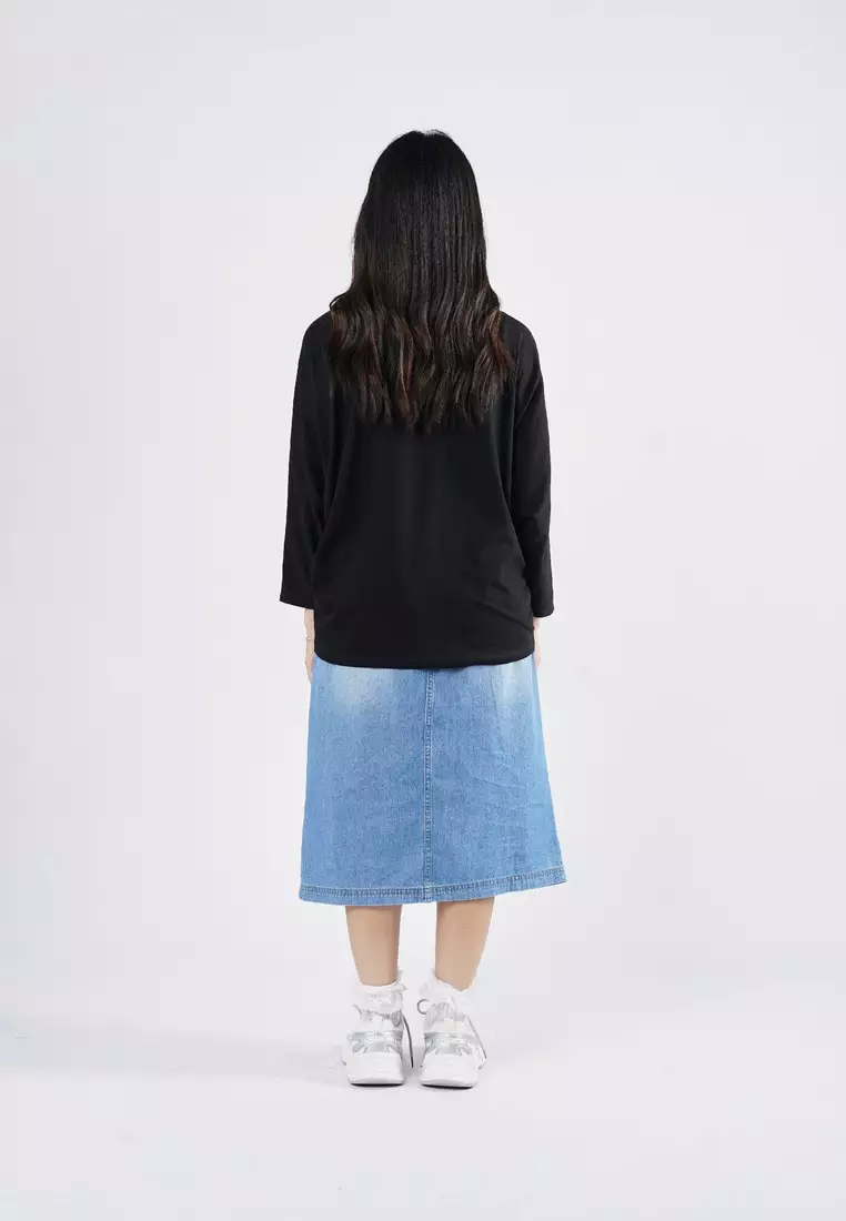 Greenlight Kaos Batwing Wanita Lengan Panjang Loose Fit Katun Ume HP-080325