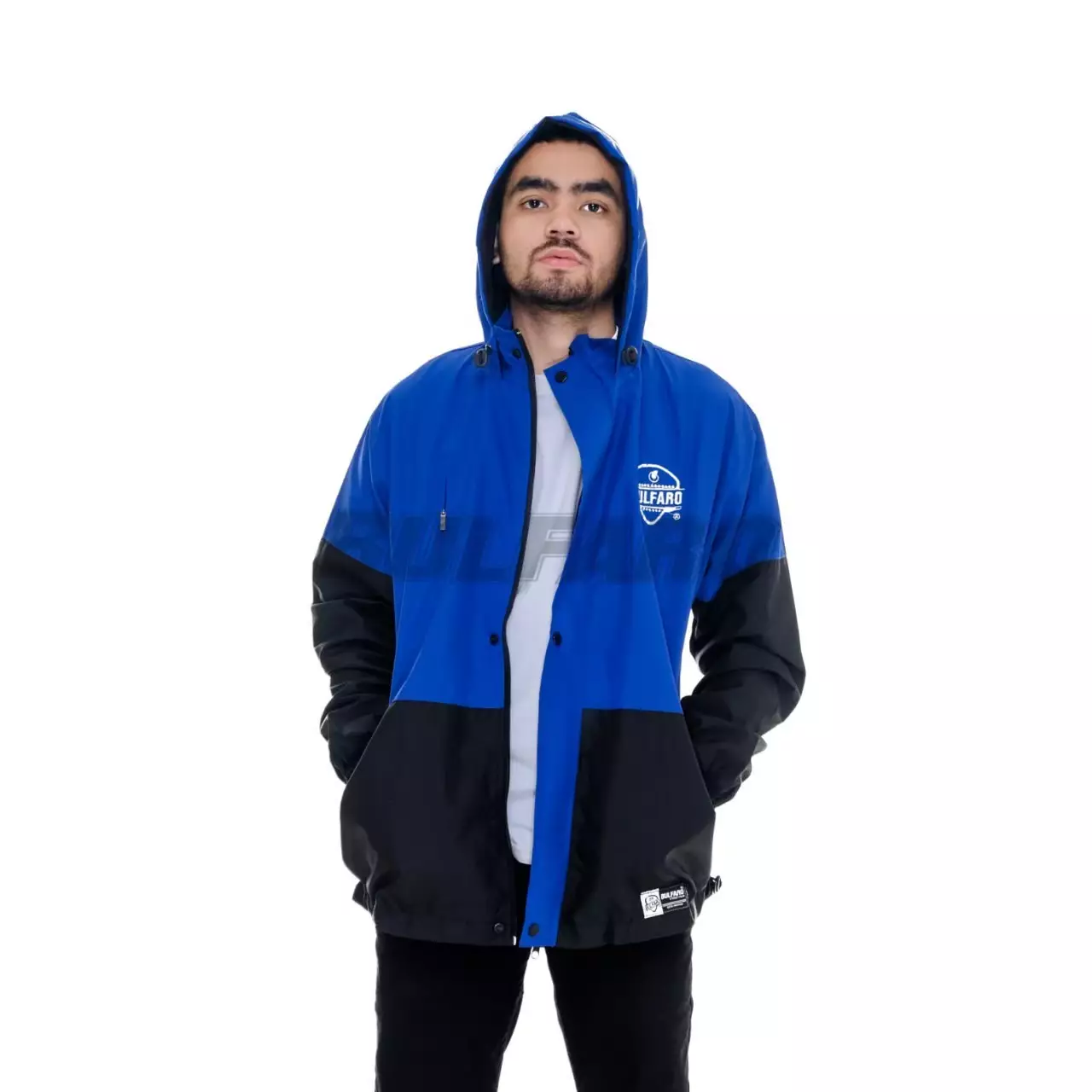 Jaket Taslan Hoodie Outdoor Blue Black