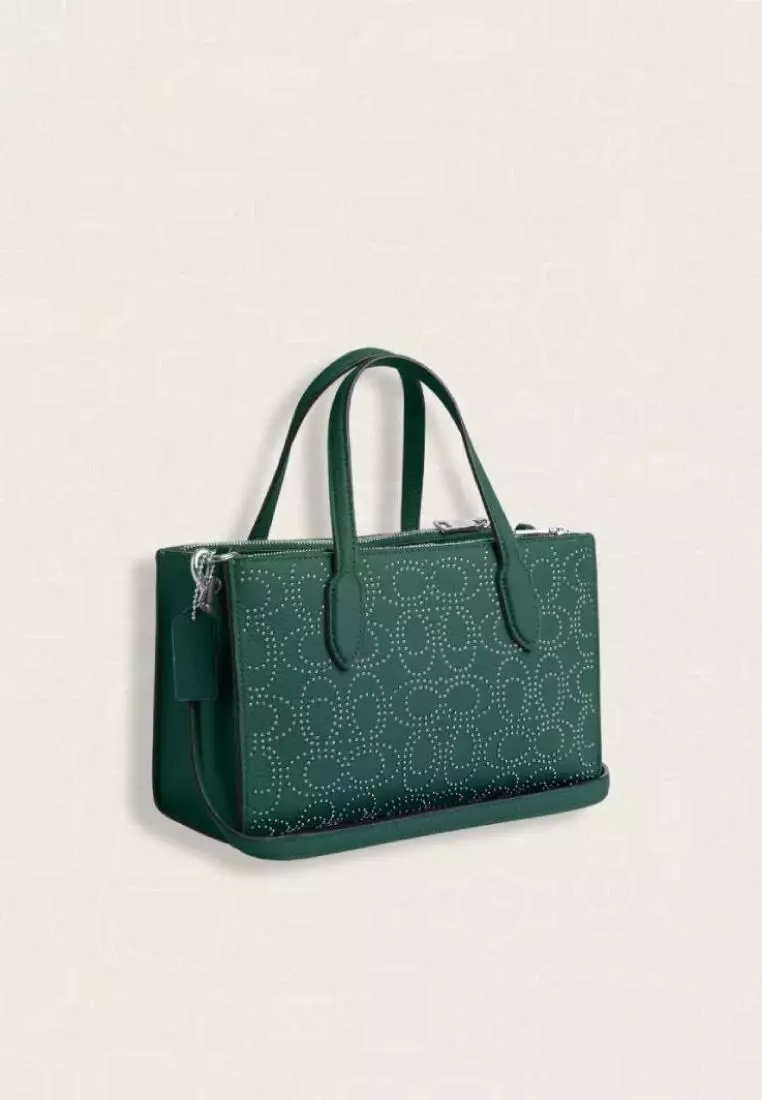 Coach Nina Small Tote Bag With Signature Rivets Emerald Green