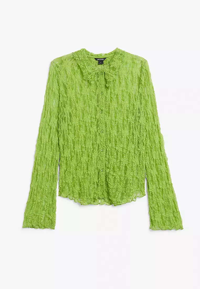 Structured knit sweater - Green - Monki