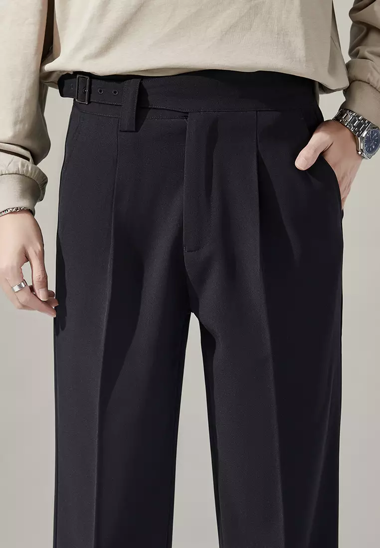 Adjustable Waist Buckle Suit Pants DF1017