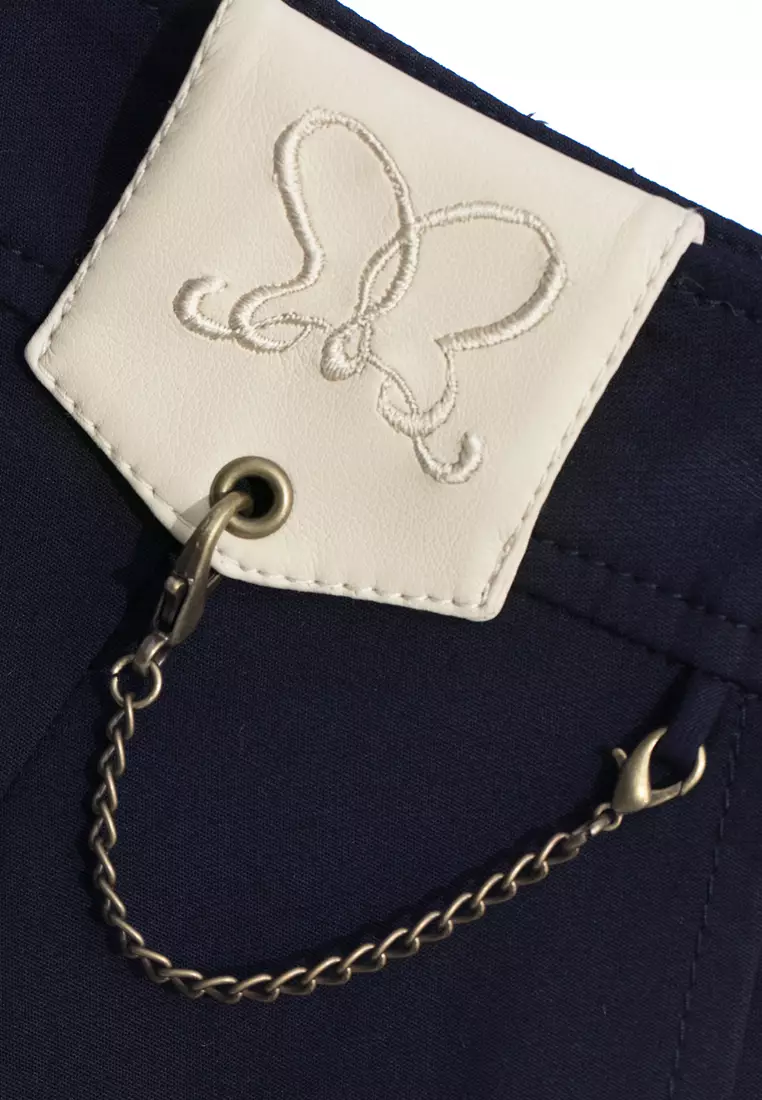 Navy Shorts With Detachable Chain Accessory