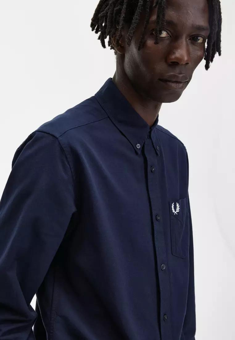 Fred Perry M5516 Oxford Long Sleeve Shirt (Navy)