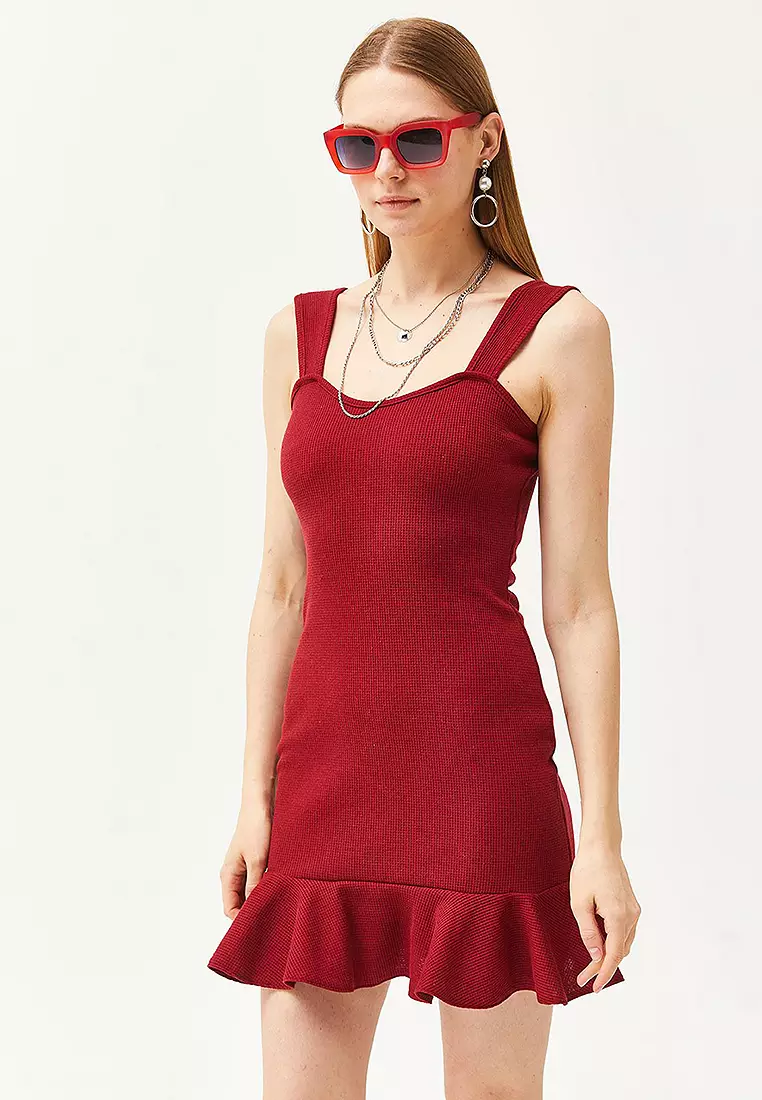 Sweetheart Collar Mini Honeycomb Dress