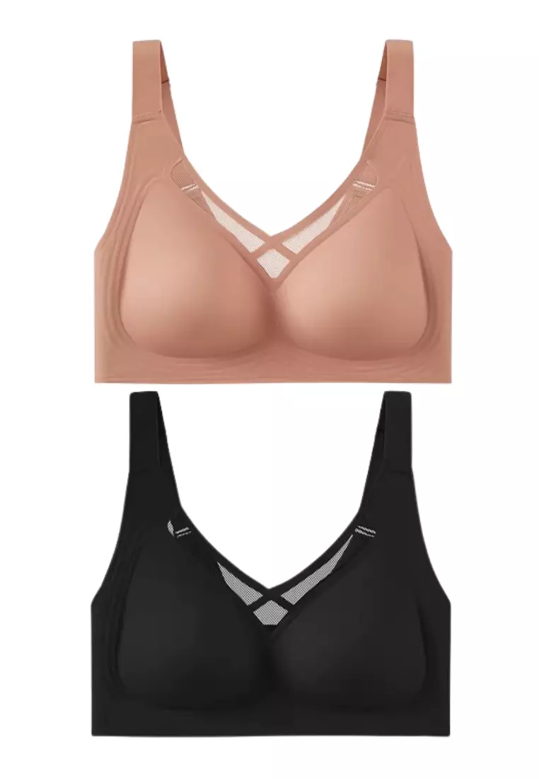 Buy Kiss & Tell 2 Pack Premium Bella Plus Size Seamless Wireless Paded Push  Up Bra in Dusty Pink and Black in Dusty Pink Black 2024 Online