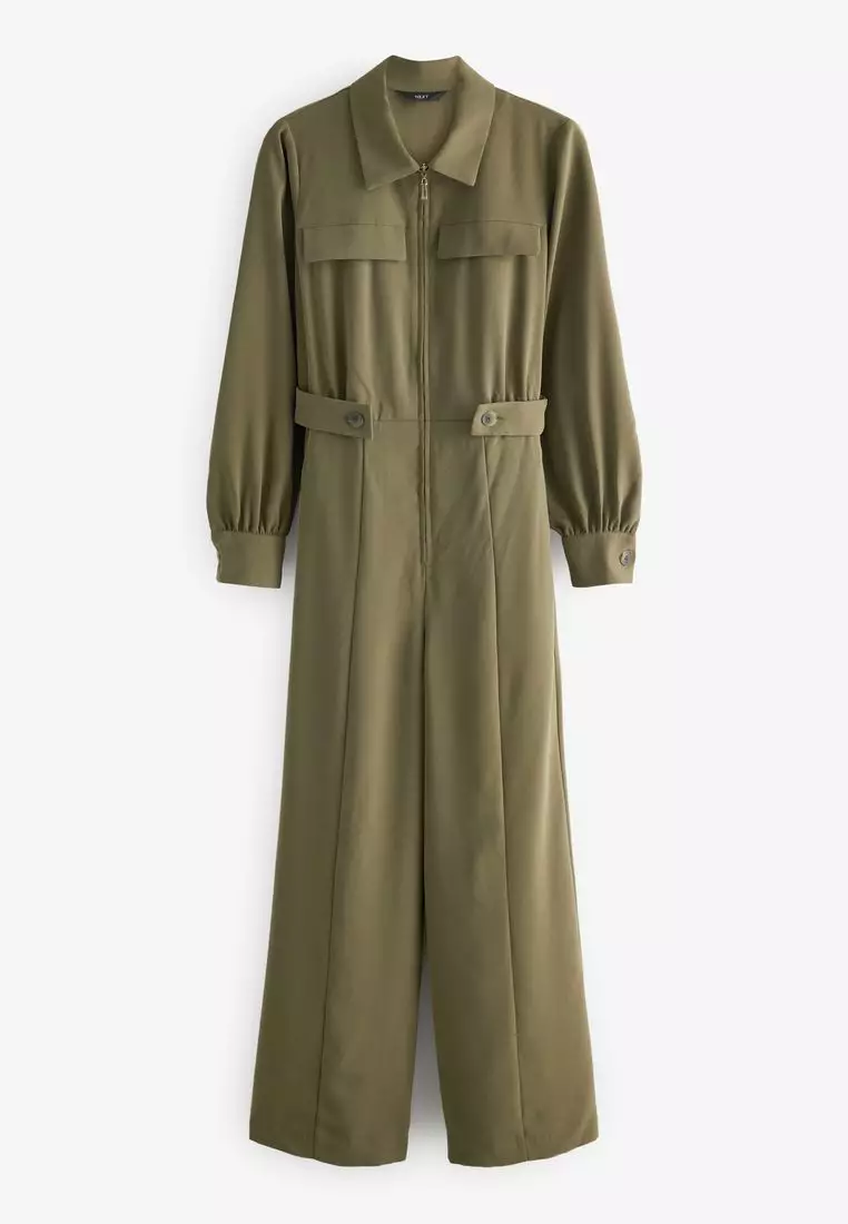 Crepe Long Sleeve Wide Leg Jumpsuit