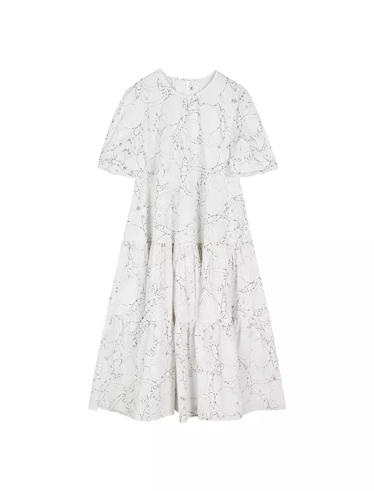 Printed A-Line Short Sleeve Dress