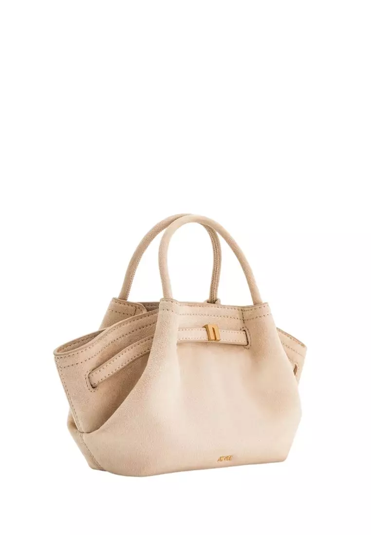 Hana Mini Faux Suede Tote Bag - Off White