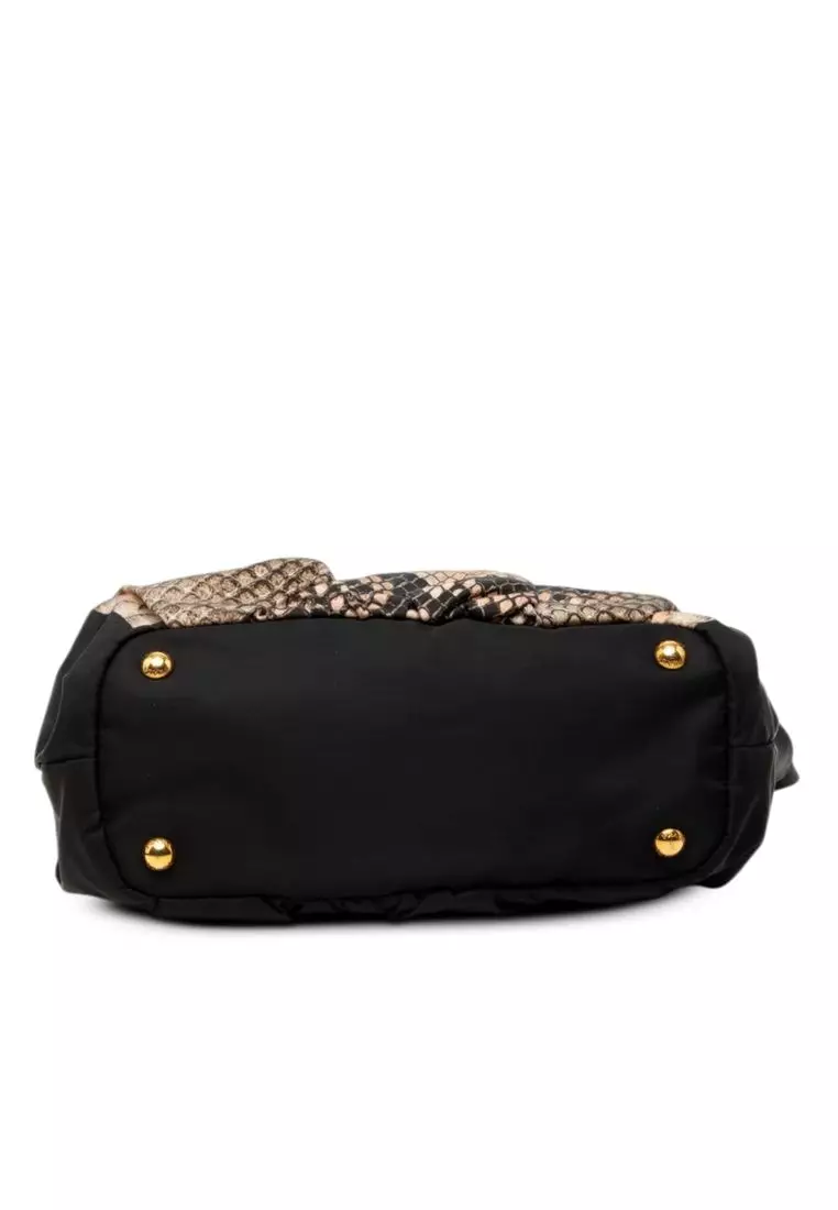 Pre-Loved Prada Tessuto Python Print Bow Satchel