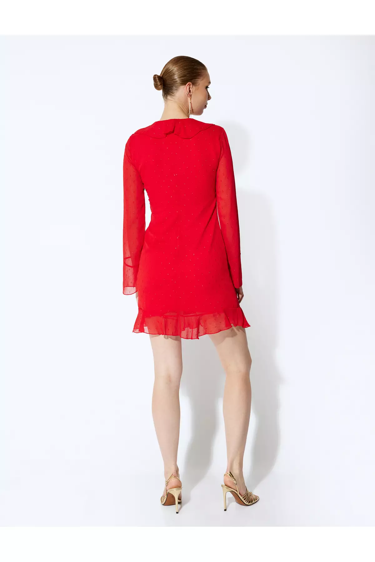 Buy KOTON Mini Chiffon Dress Long Sleeve Ruffle Detail Flounced V-Neck  Online | ZALORA Malaysia