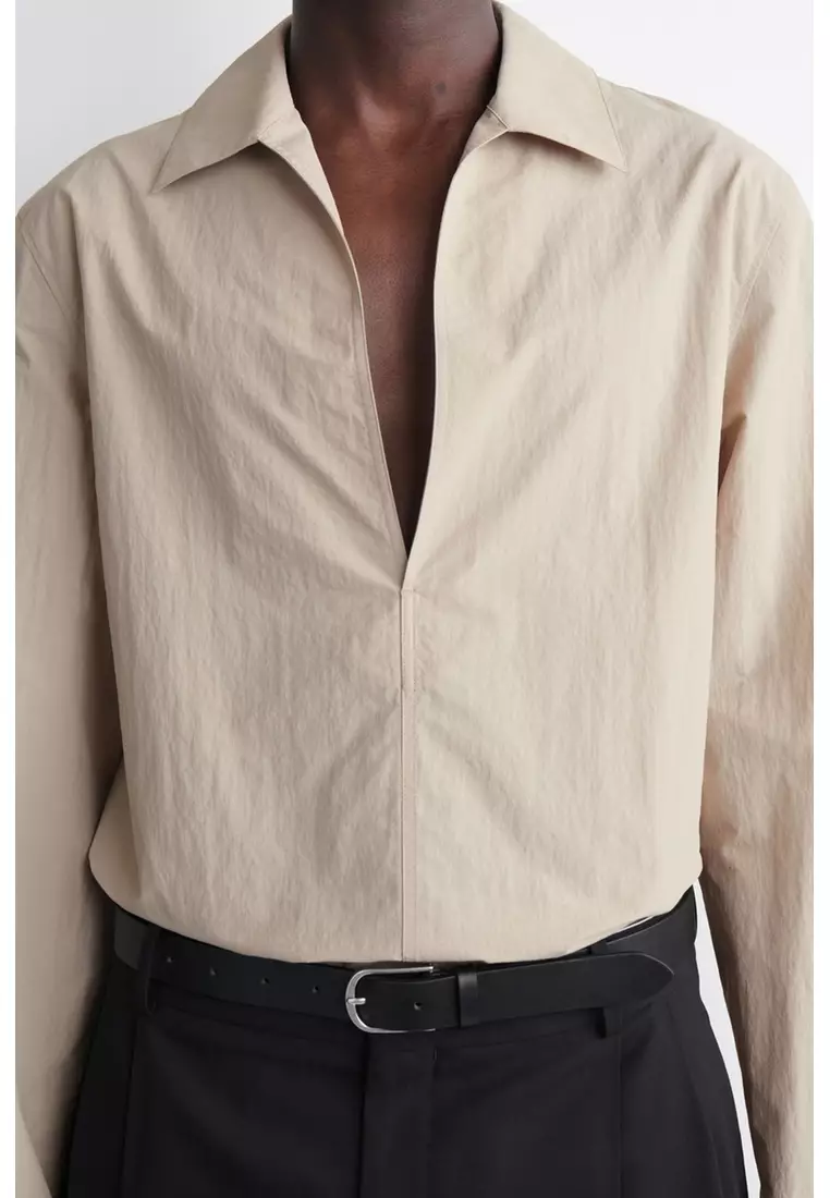 TAILORED OPEN-COLLAR NYLON SHIRT