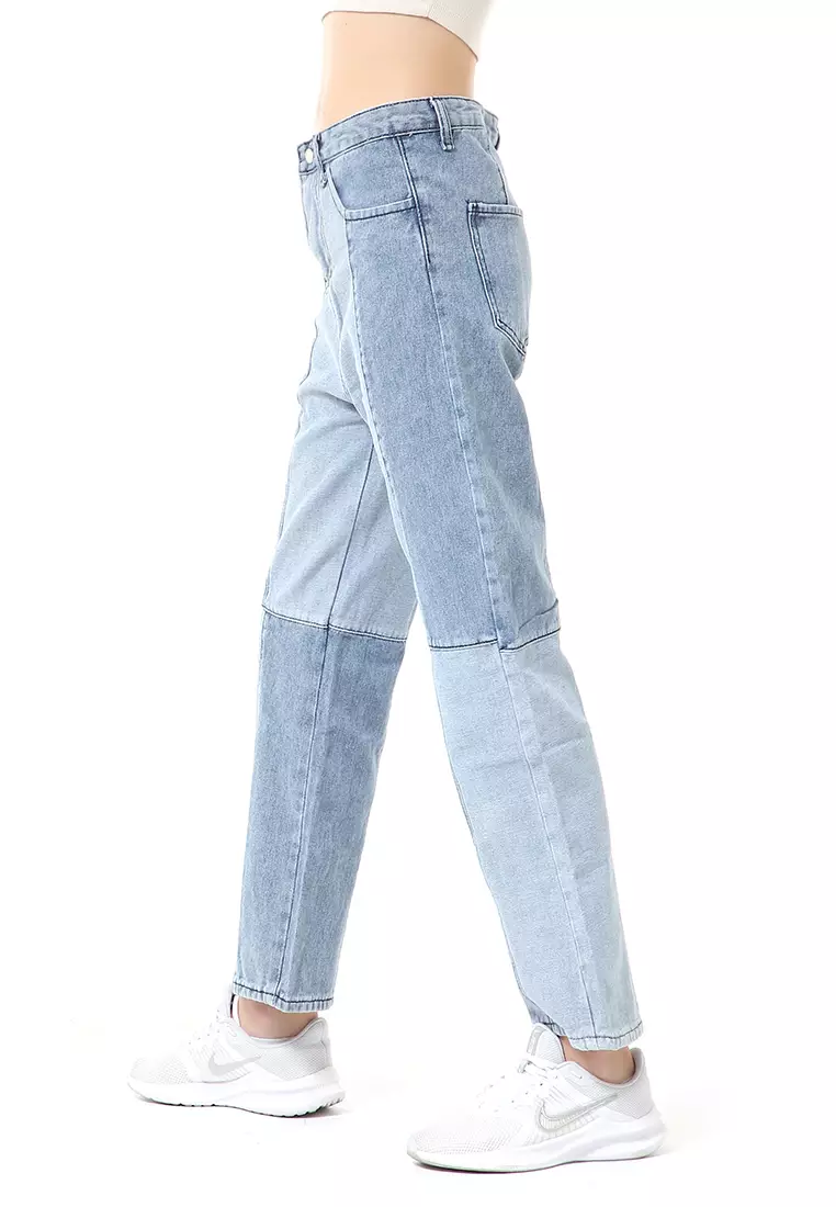 Stella Celana Jeans Wanita Long Pants Model Kombinasi Warna Material Denim ORIGINAL - Blue