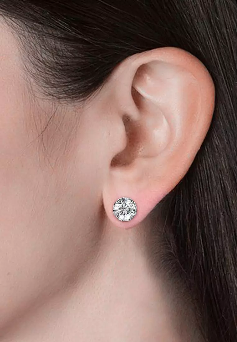 Berlian Moissanite Le Fleur Earring [GRA CERTIFICATE MOISSANITE DIAMOND] - Anting 0.5ct Moissanite Diamond with 925 Silver CELESTA by Her Jewellery