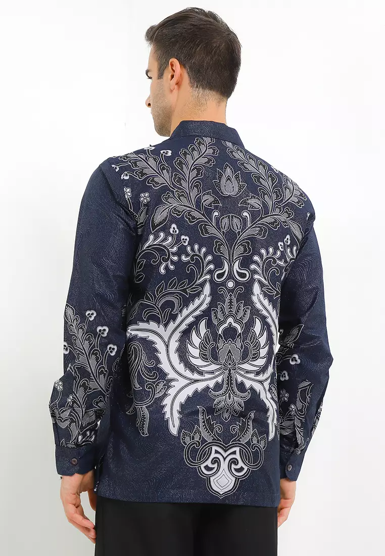 Kemeja Pria Lengan Panjang Reguler Fit Farezel New Katun Prada Navy