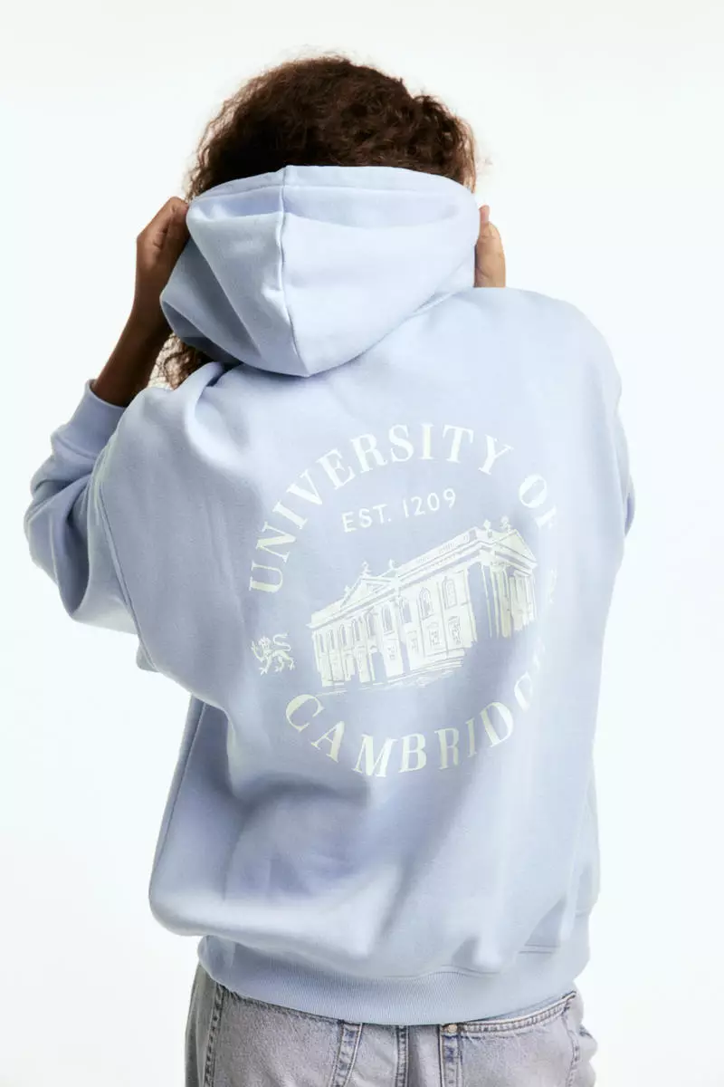 Oversized printed zip-through hoodie