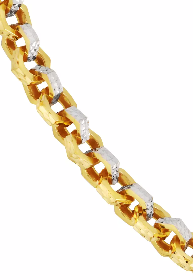 TOMEI Dual-Tone Hexagon Linked Bracelet, Yellow Gold 916