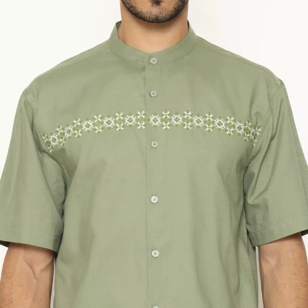 AMK Kemeja Koko Pria Lengan Pendek KK SALIM S/S Sage Green