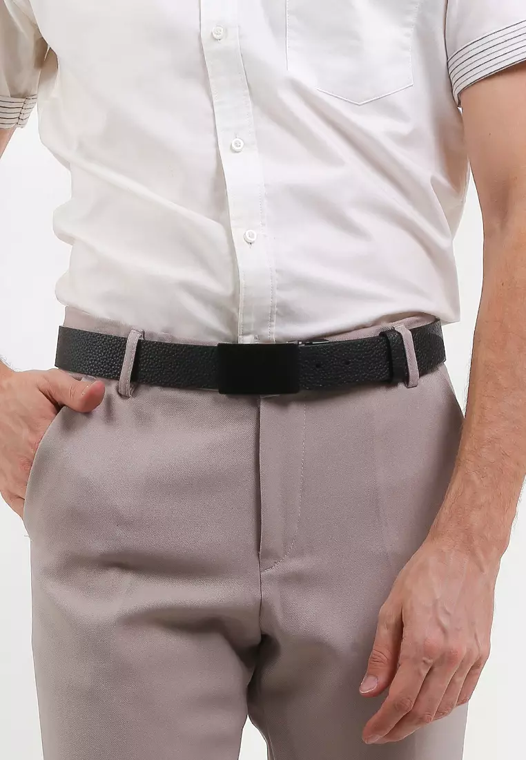 Admiral Plate Buckle Reversible Top Grain Leather Belt