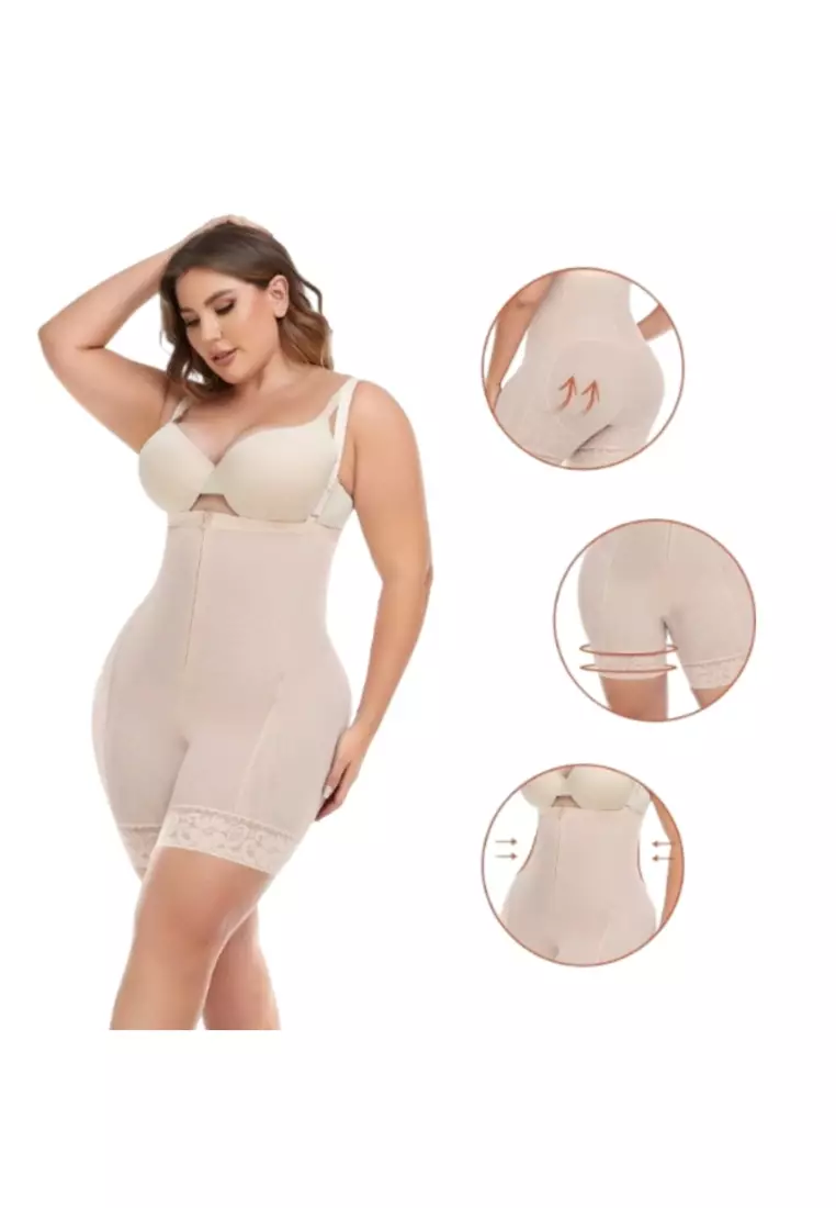 Womens Body Shaper Butt Lifting Shapewear Tummy Control Panties Hook Zipper  Pads