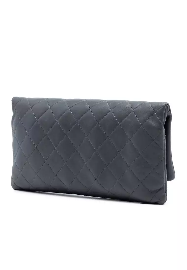 Pre-Loved Chanel Cc Quilted Lambskin Foldover Clutch