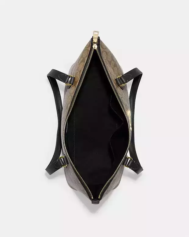 Gallery Tote Bag In Signature Canvas Gold/Khaki/Black