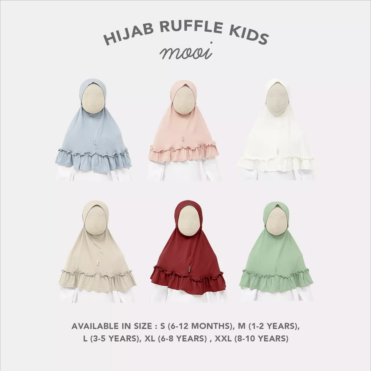 Mooi Hijab Ruffle Anak Jilbab Anak Perempuan - Khaki