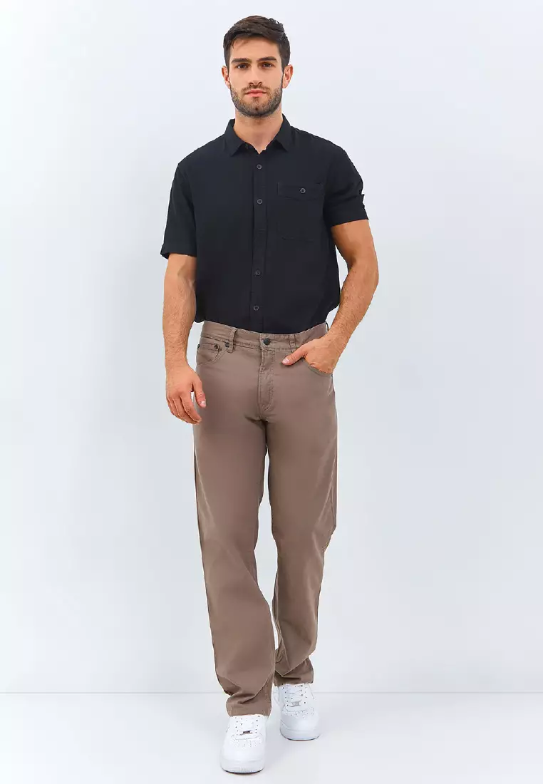 EMBA DENIM - Celana Panjang Pria Regular Fit Non Stretch Material Kanvas (Normal Size) Warna Mid Brown - BS08.1