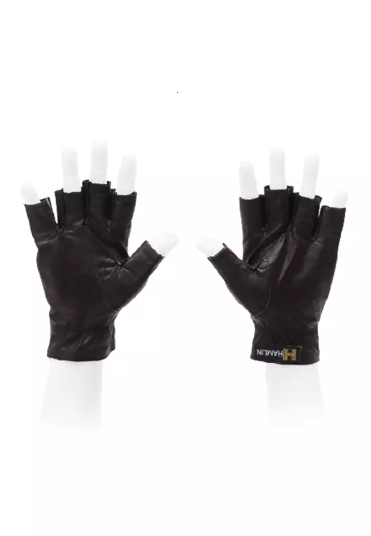 Decs Gloves Unisex Half Finger Elastic Comfortable Material Leather ORIGINAL - Brown