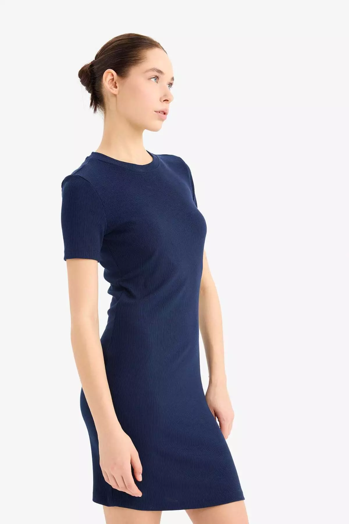 Ribbed Bodycon Mini Dress - Crew Neck, Short Sleeve E7231Ax25Sp