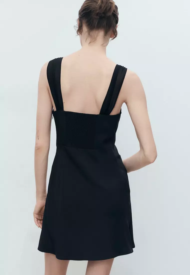 Short Dress With Ruched Neckline