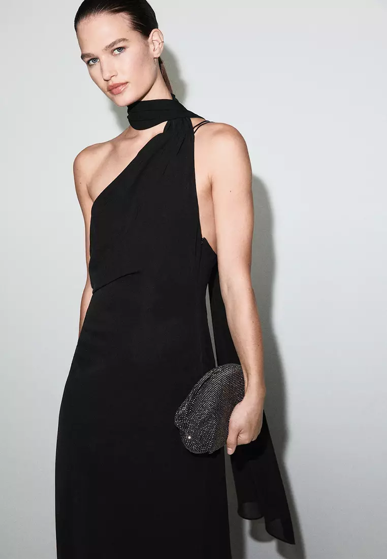 Asymmetrical Dress With Scarf