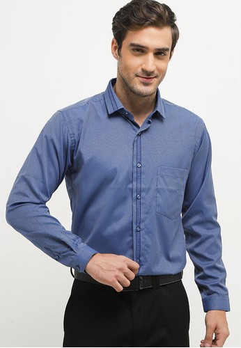 Gianni Visentin blue Blue - Slimfit Shirts ,square pattern ,list blue , 1 fornt pocket 8BF4AAA8B59D93GS_1