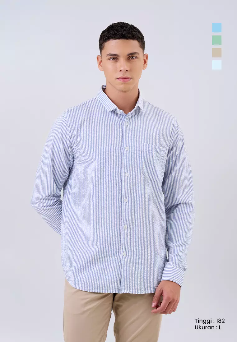 MANZONE Kemeja Lengan Pendek Pria BZC-SMITH 01-BL - BLUE