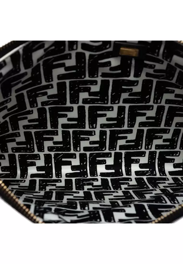 Pre-Loved Fendi Joshua Vides Leather Ff Logo Clutch