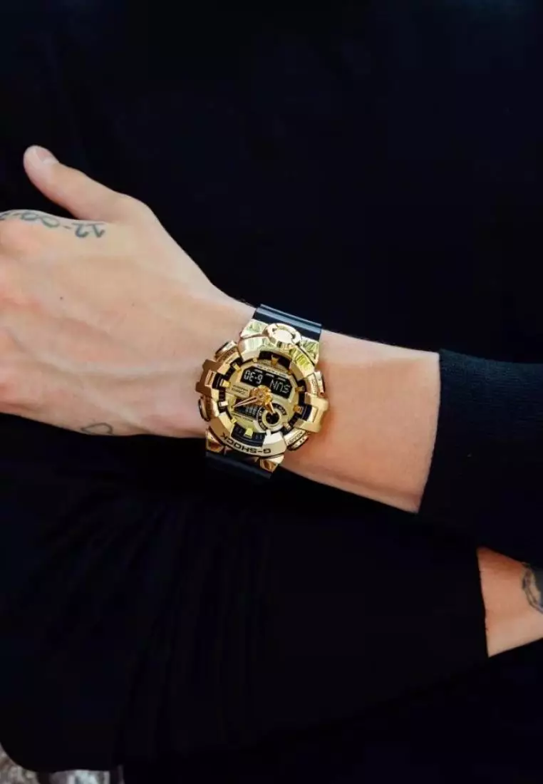 Casio G-Shock Gold Dial Black Resin Strap Men Watch GM-700G-9ADR