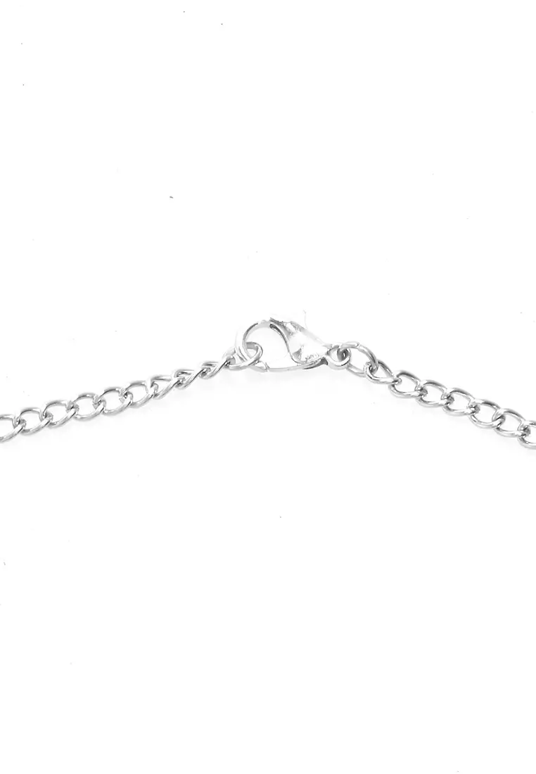 Ainsley Aksesoris Fashion Kalung Rantai Pria Wanita Necklace Desain Koin Material Alloy ORIGINAL - Silver