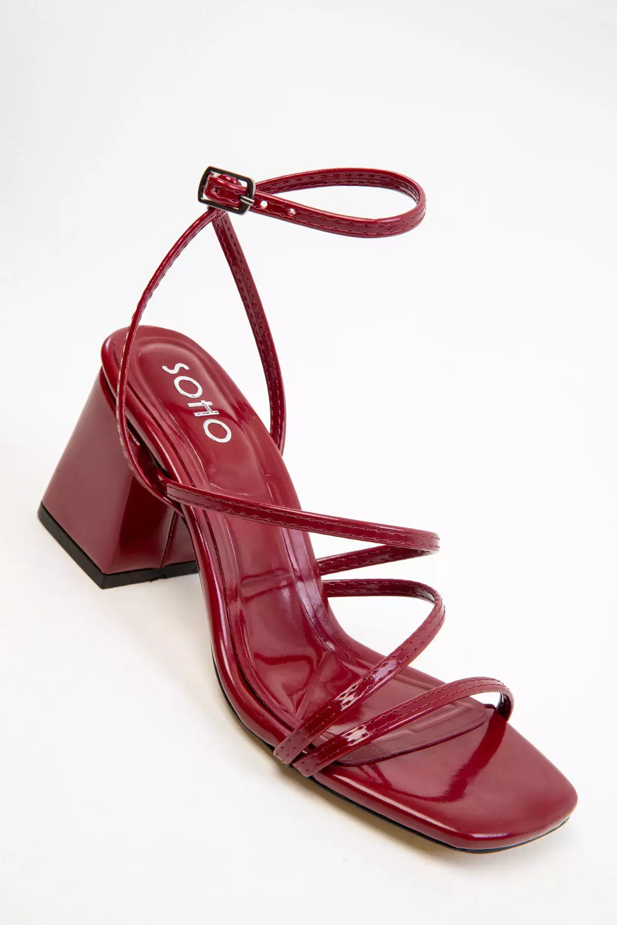 Claret Red Patent Leather Women's Classic Heeled Shoes 20317