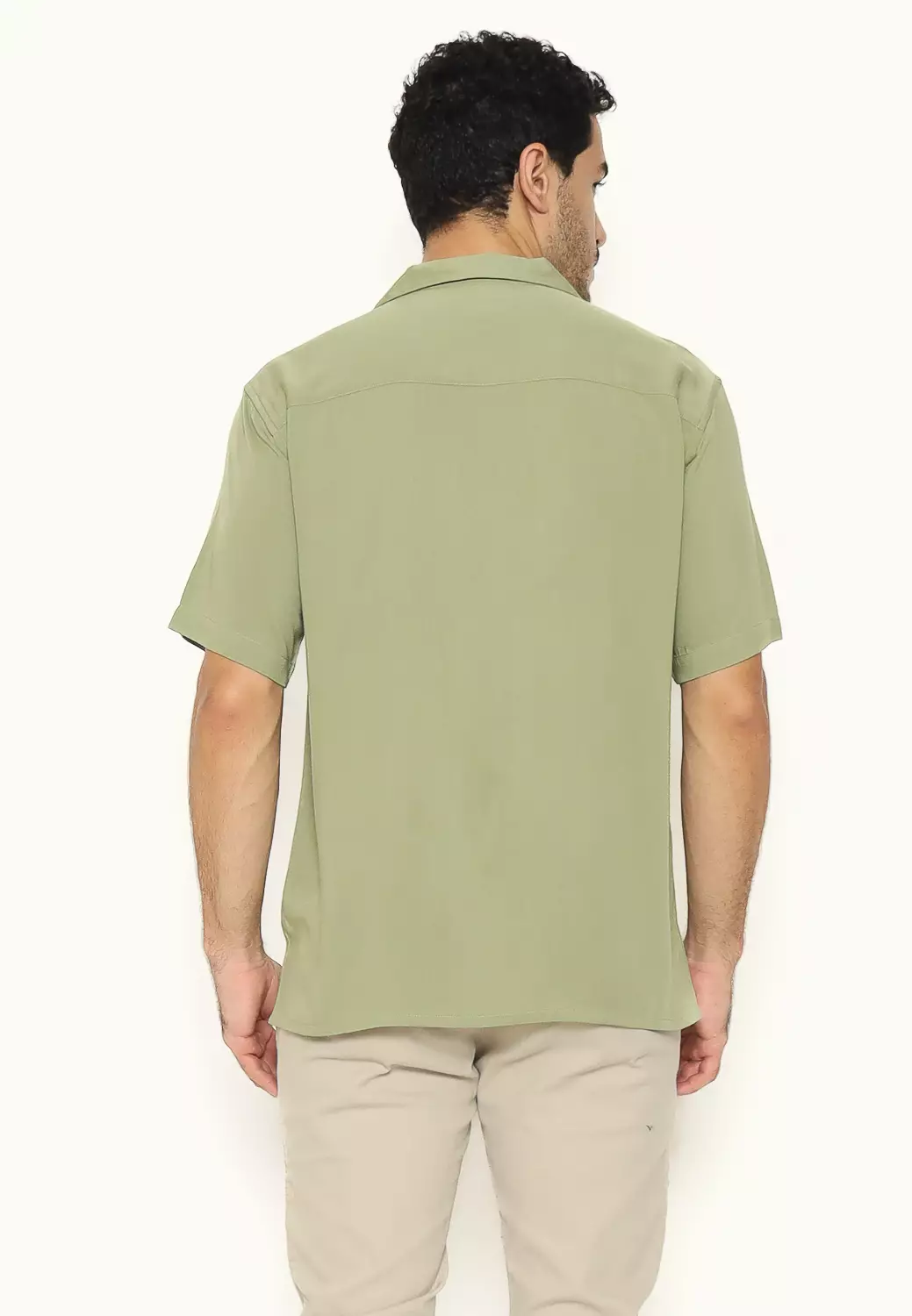 MAGINOT Kemeja Pria Basic Cuban Collar Rayon Pendek SAGE GREEN