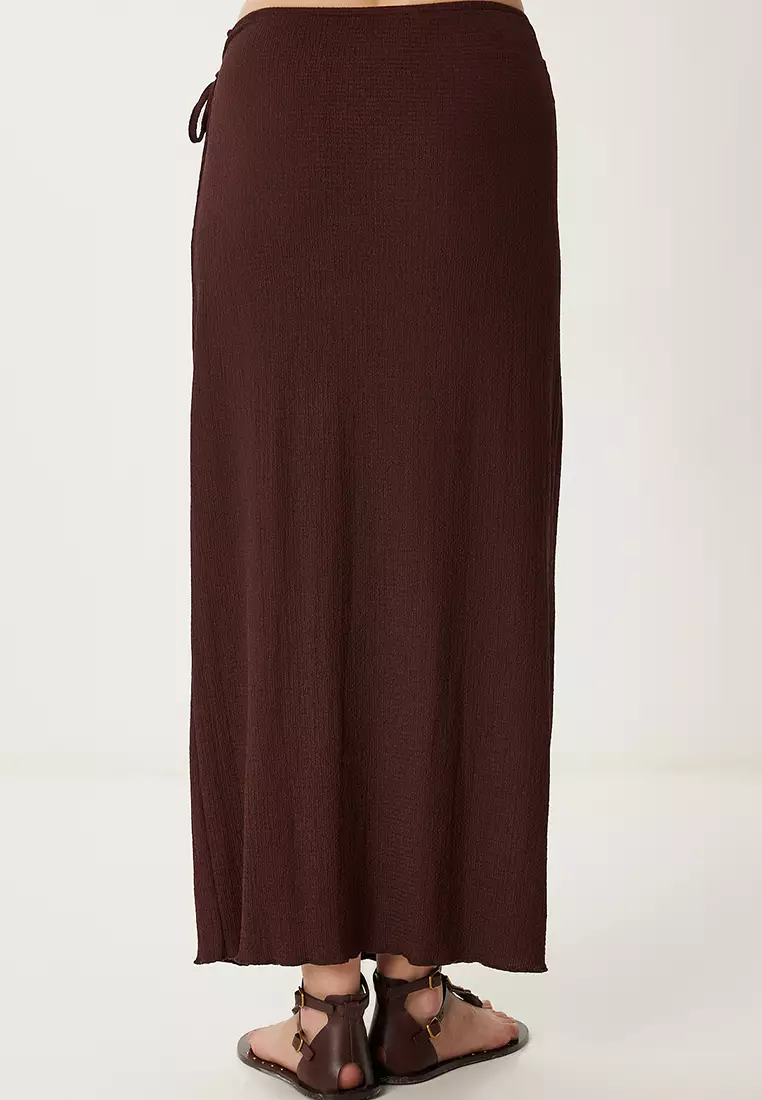 Tie-Up Wrapped Knitted Skirt
