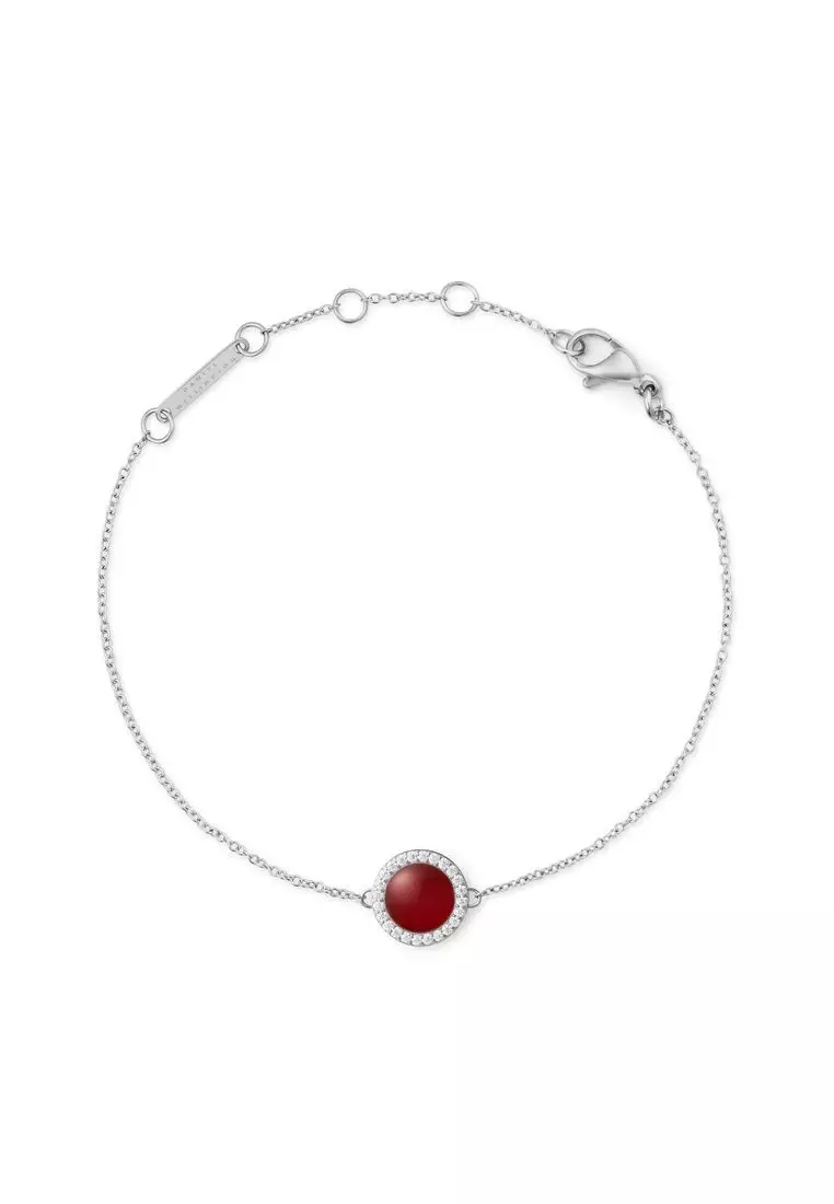 Audrey Bracelet Red Agathe Silver - Unisex Bracelet for women and men stainless steel Bracelet DW Official Authentic Original