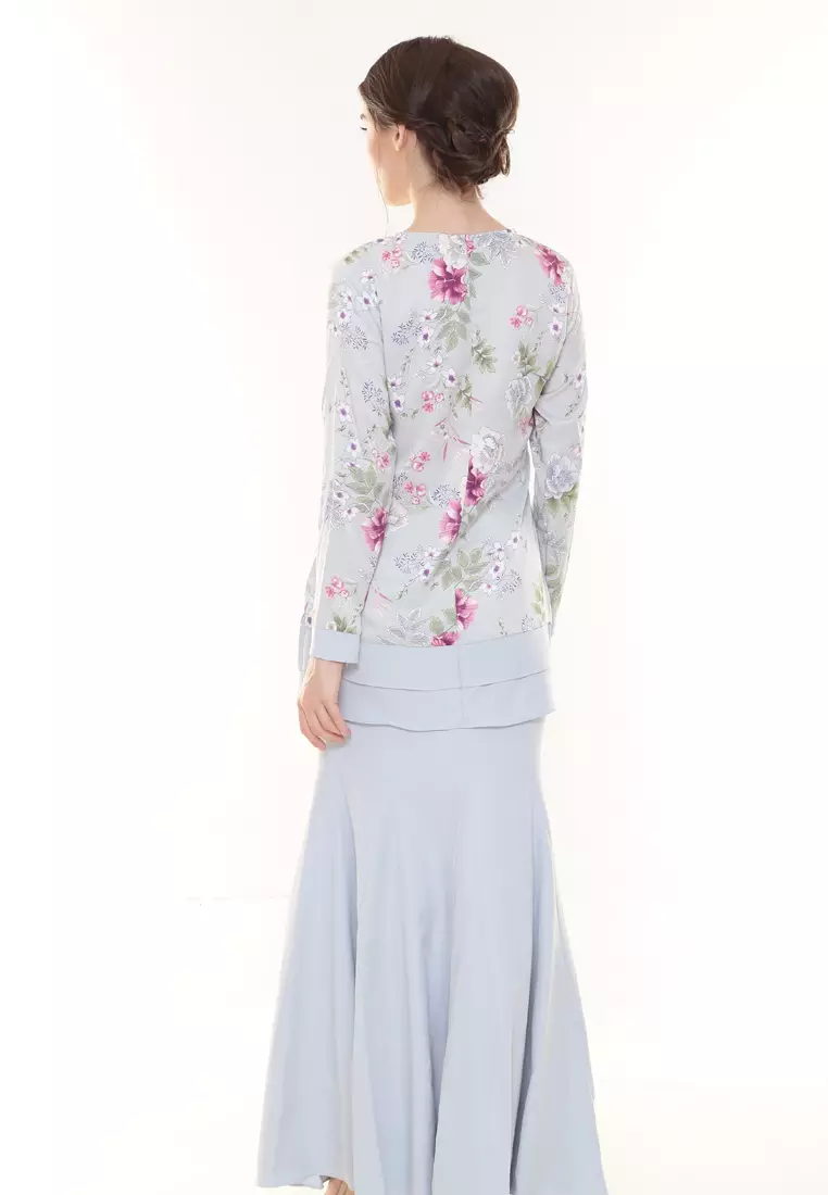 Ivy Printed Kurung Modern in Baby Blue