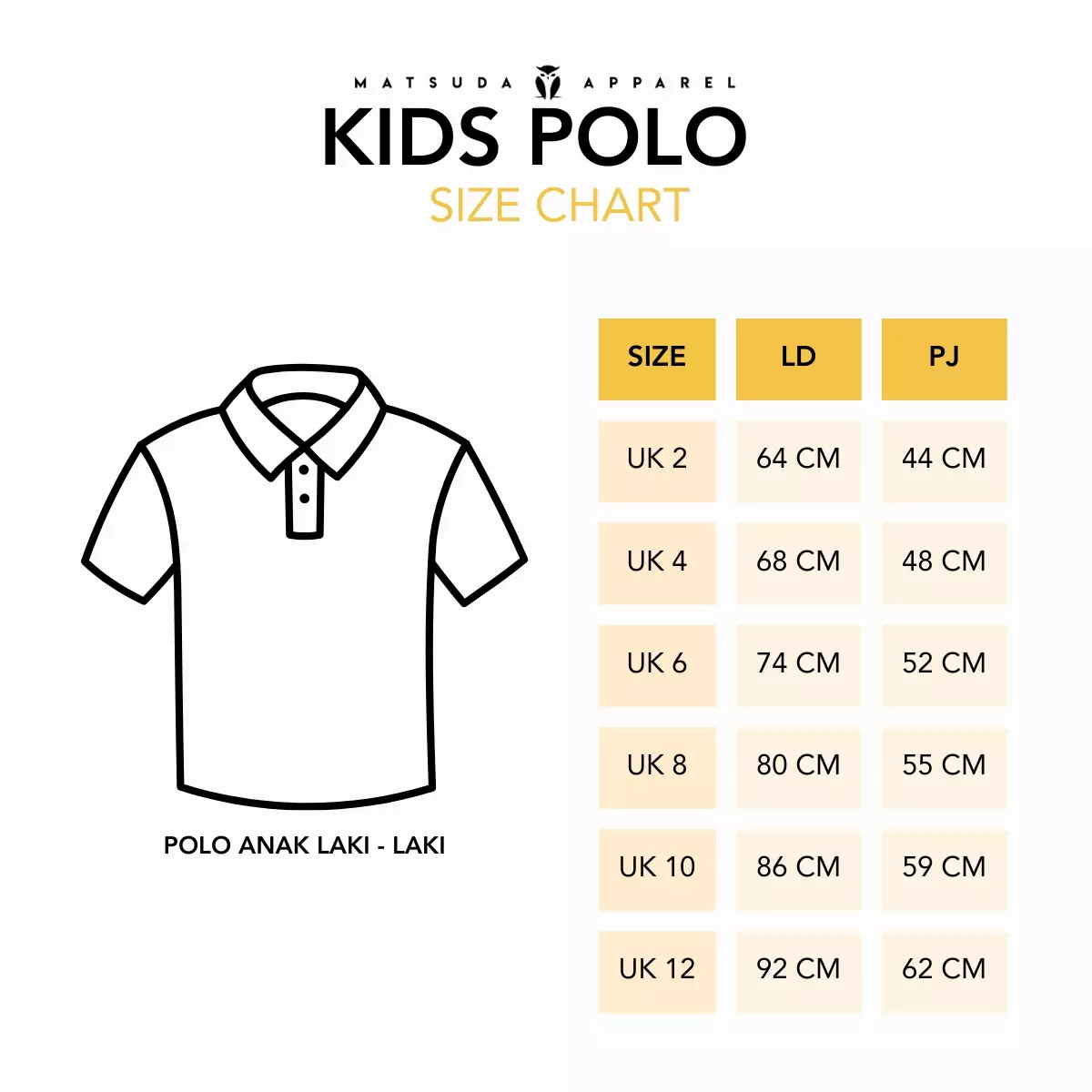 Matsuda baju kaos polo anak laki laki katun umur 2-12 Toby White