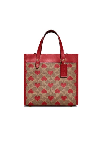 COACH red and beige Coach Field Tote 22 In Signature Canvas With Heart Print C8391 C34C1ACF10B0DAGS_1