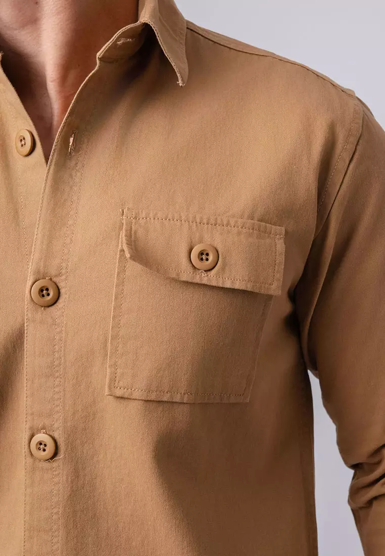 Jacket Shacket Workwear Shirt Camel Brown