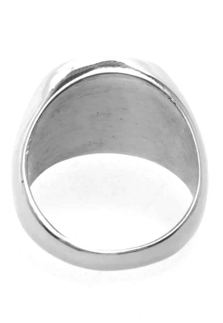 Daisy Cincin Signet Ring Desain Oval Aksesoris Pria Wanita Material Titanium ORIGINAL - Silver Glossy