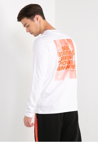 Calvin Klein white Slogan Long Sleeves Tee - Calvin Klein Jeans Apparel AF965AA1007693GS_1