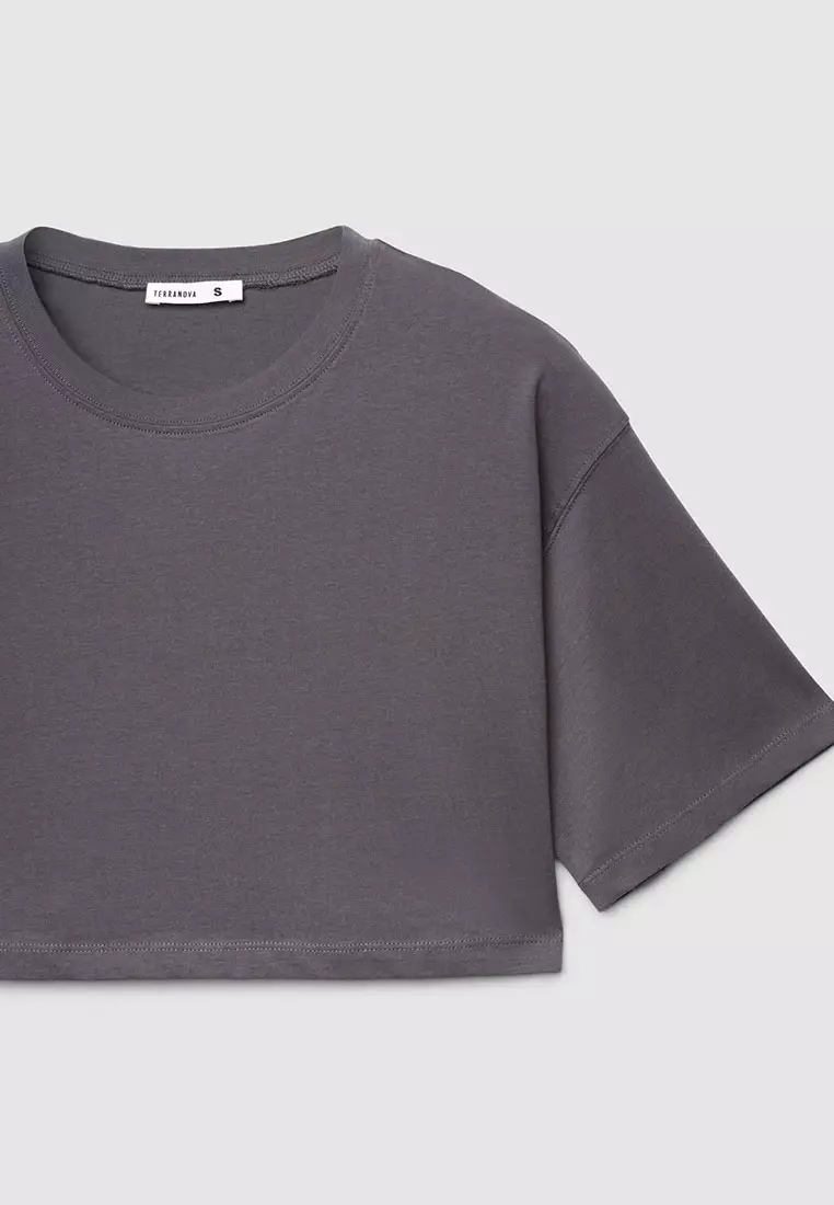 Solid Colour Crop Top T-Shirt