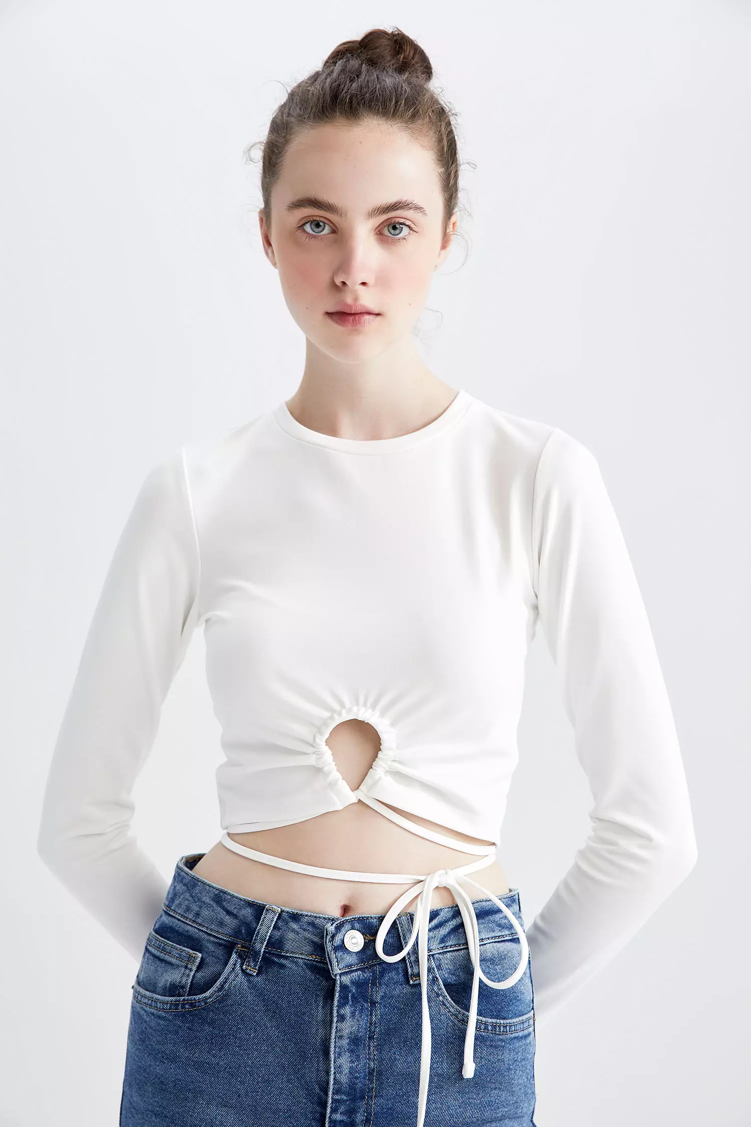 White long sleeve crop top turtleneck deals